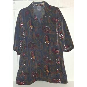 Vintage Y2K Authentic Shaolin Asian Samari Short Sleeve Men Shirt Size M